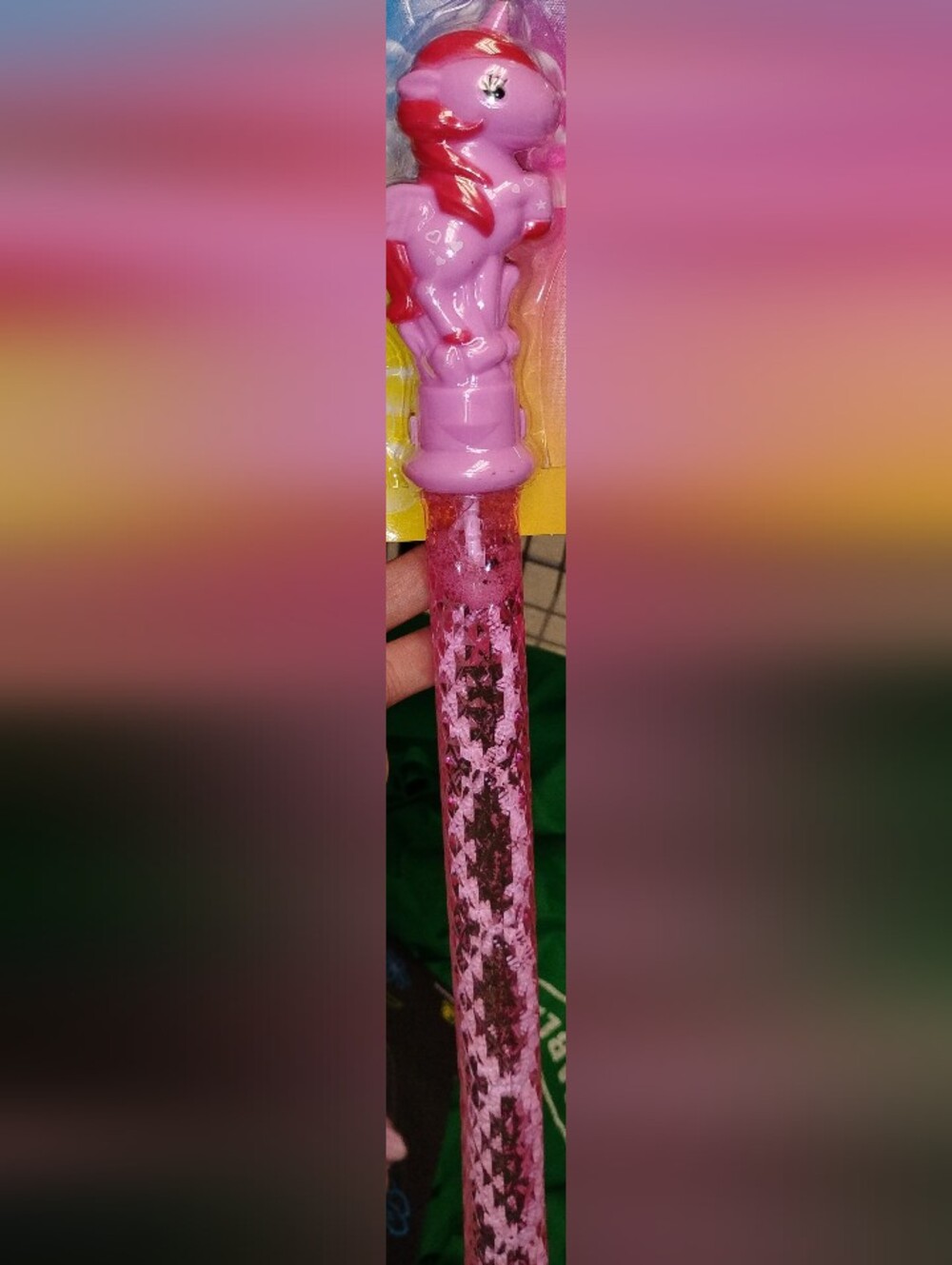 Pink Glitter Unicorn Bubble Wand